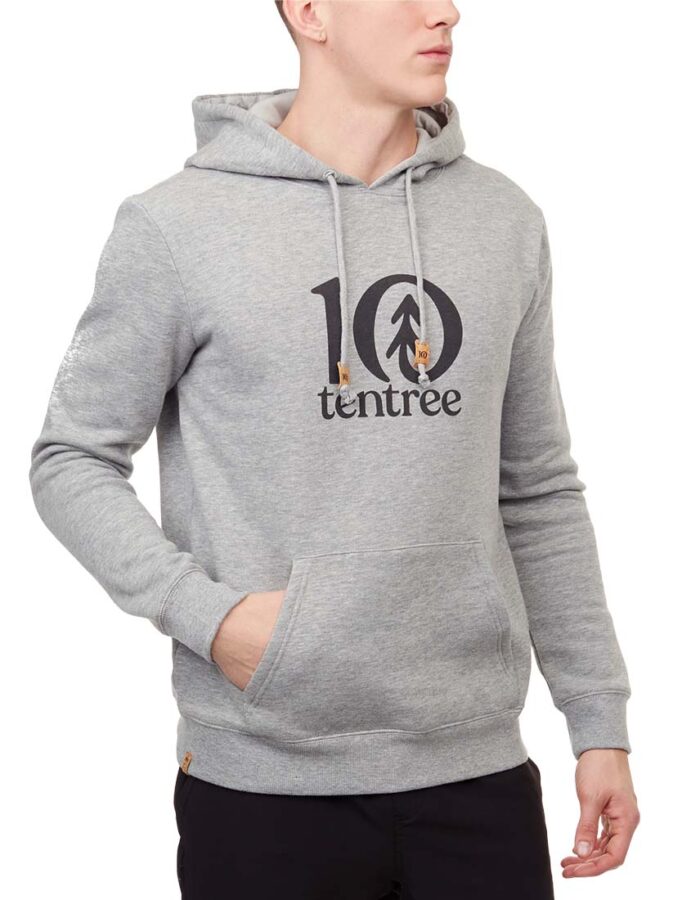 TenTree Logo Classic férfi kapucnis pulcsi biopamut előröl közeli