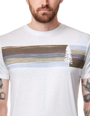 Spruce stripe póló modellen, szemből - közeli