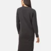 French Terry hosszú ujjú női ruha fekete színben, modellen - hátulról