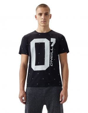 Oneill O' póló fekete biopamut póló előröl modell
