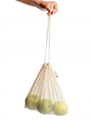 URBANSZTYR bevásárló hálós zsák Zero Waste almákkal